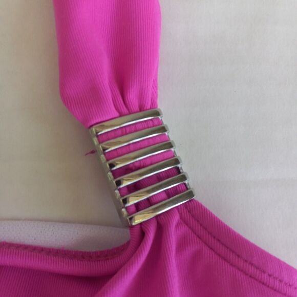 Jantzen Size 6 One Shoulder Skirted One Piece Swimsuit-Metal Details-Lined-Pads - Picture 5 of 12